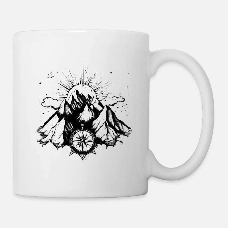 Berge Kompass Symbol - Tasse - Weiß