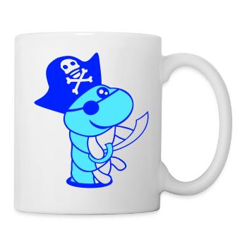 Raupe Loch Pirat Kapitän Mütze Lustig Süß Comic - Tasse - Weiß - Rechts