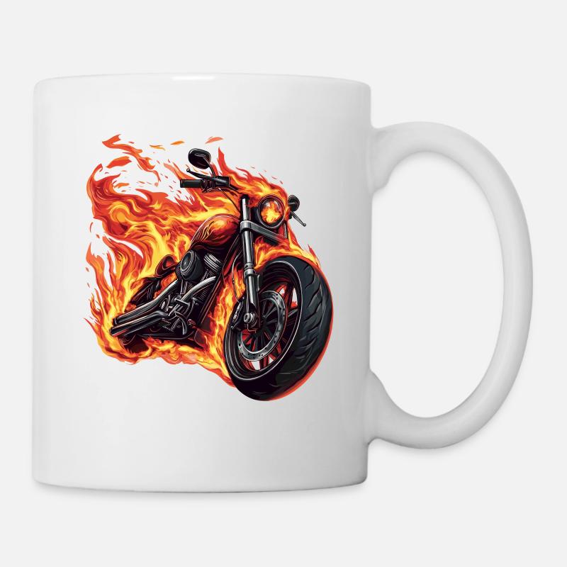 Moto avec des flammes - Mug blanc - blanc