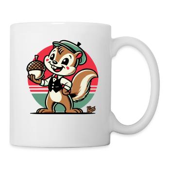 Eichhörnchen mit Haselnuss - Tasse - Weiß - Rechts