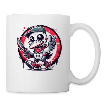 Drôle d’oiseau d’horreur avec signe de paix - Mug blanc - blanc - Droite