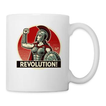 Spartan warrior raises fist for revolution - Mug - white - Right