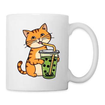 Thé à bulles pour chat Thé vert Matcha Boba - Mug blanc - blanc - Droite