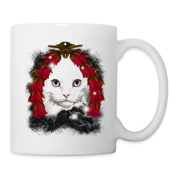 Weihnachtsgeschenk Katze Märchen Märchenfigur Xmas - Tasse - Weiß - Rechts