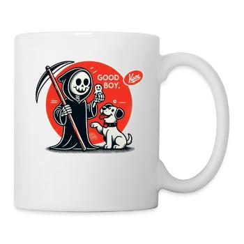 Sensenmann spielt mit Hund: Guter Junge - Tasse - Weiß - Rechts