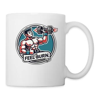 Bodybuilder pumps iron: Feel the burning sensation - Mug - white - Right