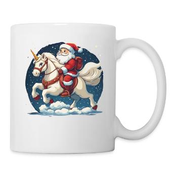 Lustiges Santa Claus Einhorn Motiv - Tasse - Weiß - Rechts