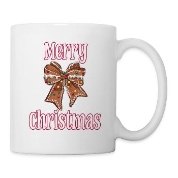 Gingerbread Bow with Merry Christmas Lettering - Mug - white - Right