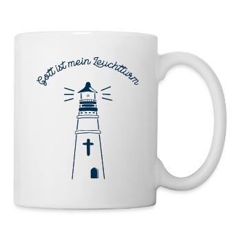 Gott Ist Mein Leuchtturm Christen Kommunion Glaube - Tasse - Weiß - Rechts