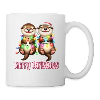 Süße kleine Otter Weihnachtsmütze Merry Christmas - Tasse - Weiß - Rechts
