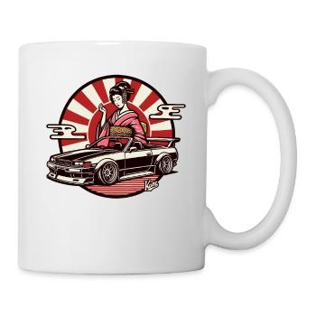 Geisha japonaise et voiture JDM Motorsport - Mug blanc - blanc - Droite