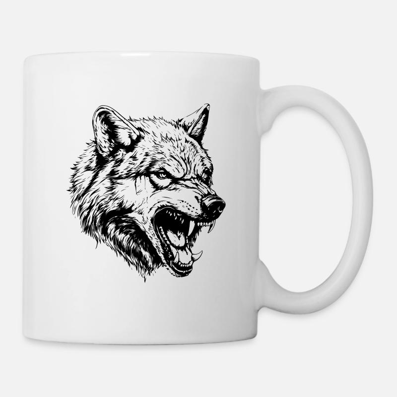 Portrait d’animal loup - Mug blanc - blanc