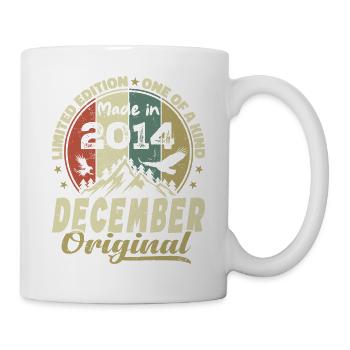 Vintage Retro Geburtstagsgeschenk - Dezember 2014 - Tasse - Weiß - Rechts