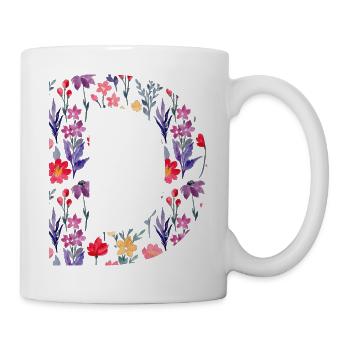 Personalized floral letter d - gift idea - Mug - white - Right