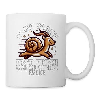LANGSAMER START, SCHNELLER ABSCHLUSS - SCHNECKE UND ANTILOPE - Tasse - Weiß - Rechts