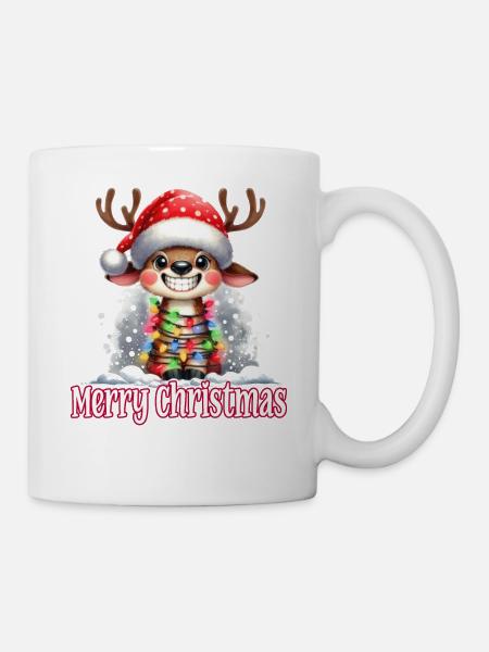 Mignon renne Noël Joyeux Noël - Mug blanc - blanc