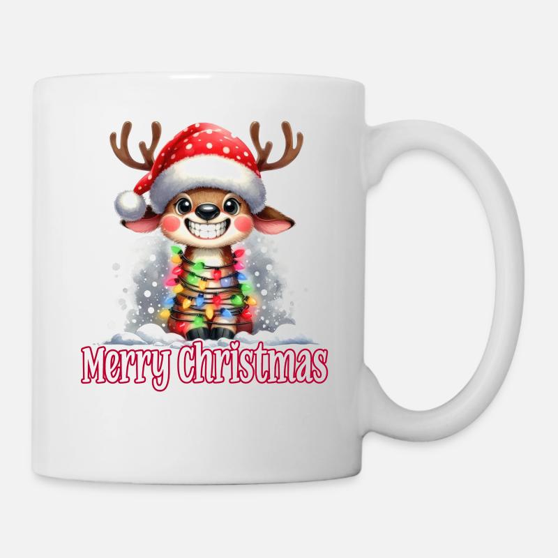 Mignon renne Noël Joyeux Noël - Mug blanc - blanc