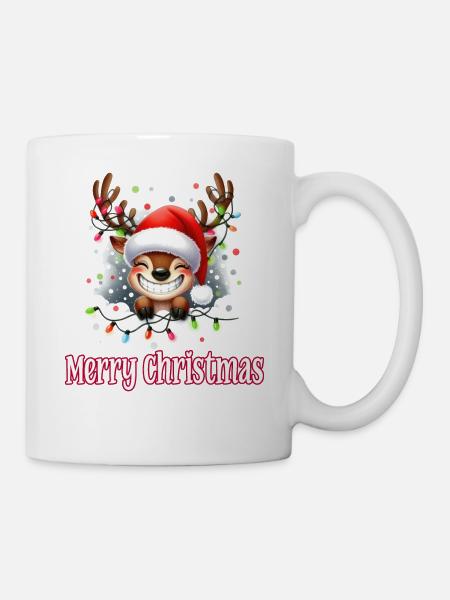 Niedliches Rentier Weihnachten Merry Christmas - Tasse - Weiß