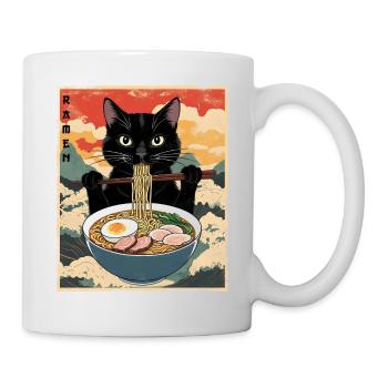 Vintage Katze Ramen - Tasse - Weiß - Rechts