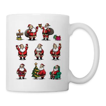 Lustiges Weihnachtsmotiv mit Weihnachtsmännern - Tasse - Weiß - Rechts