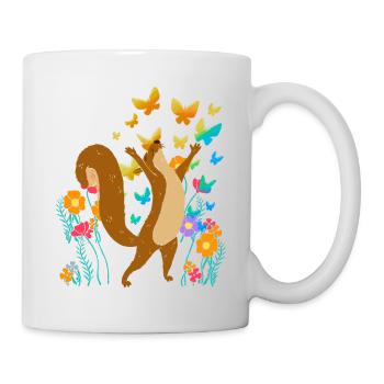 Écureuil Printemps Papillons Insectes - Mug blanc - blanc - Droite