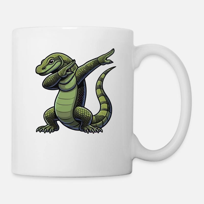 Komodowaran, Waran, Echse, Reptil, Dabbing - Tasse - Weiß