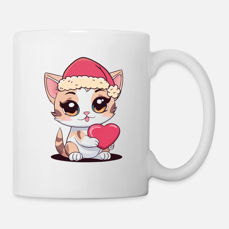 Weihnachtsmann Nikolaus Katze Katzen Kinder - Tasse - Weiß