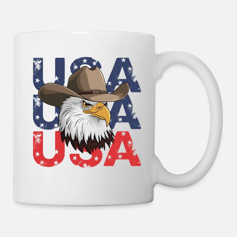 Aigle du drapeau américain des États-Unis pour les patriotes - Mug blanc - blanc