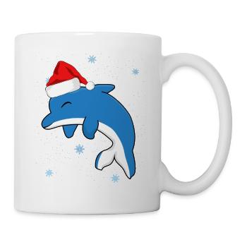 Weihnachts Delphin - Tasse - Weiß - Rechts