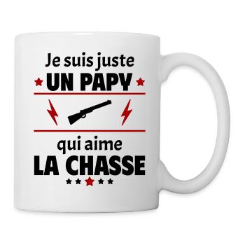 Juste un papy qui aime la chasse, cadeau noël - Mug blanc - blanc - Droite