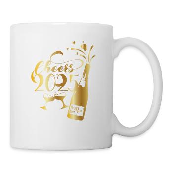 Cheers 2025 – New Year's Eve design with sparkling wine and glasses - Mug - white - Right