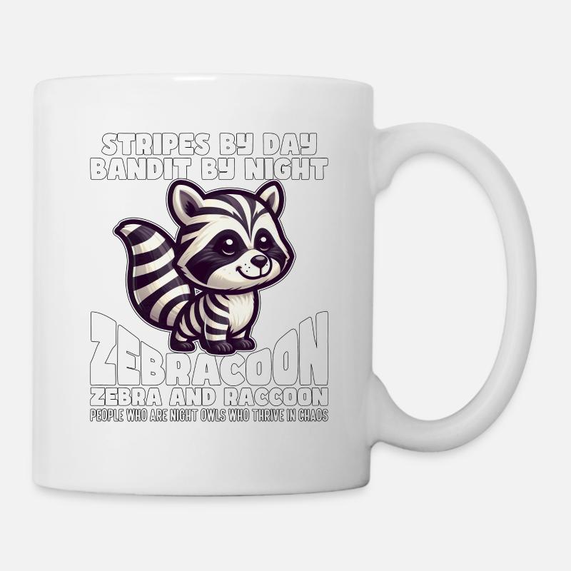 STRIPES BY DAY BANDIT BY NIGHT - ZEBRA AND RACOON - Mug - white