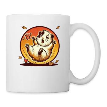 Hamster mit Herbst-Blättern - Tasse - Weiß - Rechts
