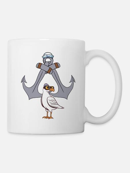 Möwe Möwen maritim Anker Seefahrt Ahoi - Tasse - Weiß