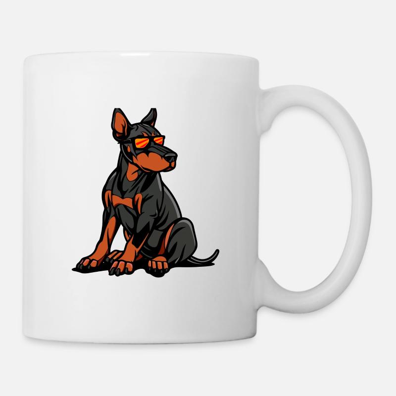 Doberman chien bande dessinée cool - Mug blanc - blanc