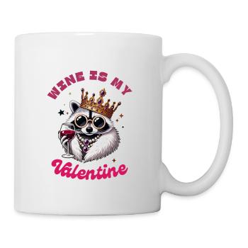 Wine is My Valentine: Raccoon with Wine Glass - Mug - white - Right