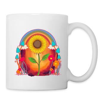 Regenbogen Sonne Sonnenblume Garten Sommer Natur - Tasse - Weiß - Rechts