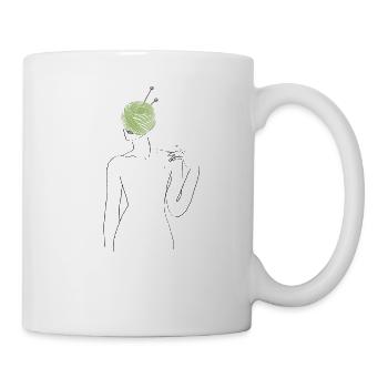 Yarn Head Art - Dessin au trait minimaliste - Mug blanc - blanc - Droite