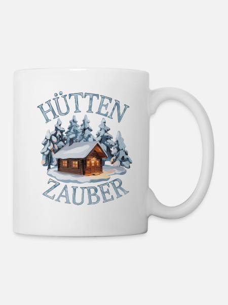 Hüttenzauber Hütte in den Bergen Berge Winter - Tasse - Weiß