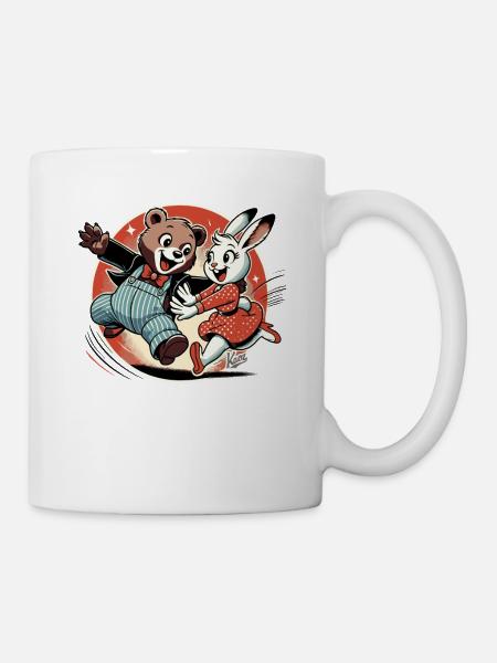 L’ours et le lapin sont heureux ensemble - Mug blanc - blanc