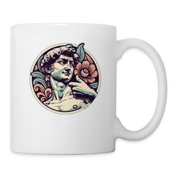 David with thumbs up in Florence with flowers - Mug - white - Right