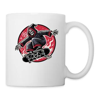 Grim Reaper Skateboarder Does Tricks Skateboard - Mug - white - Right
