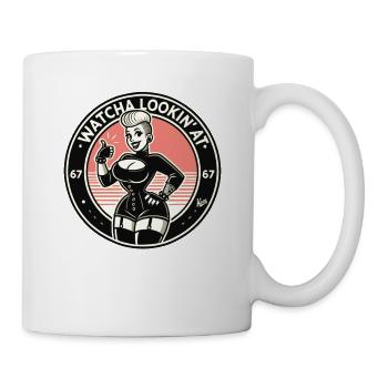 Femme punk cool avec les pouces vers le haut - Mug blanc - blanc - Droite