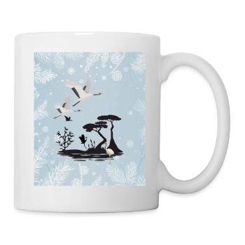 Grues d’hiver - Mug blanc - blanc - Droite
