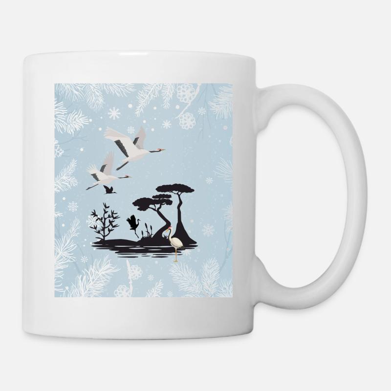 Winterkrane - Tasse - Weiß