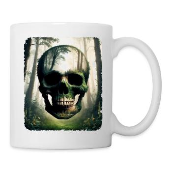 Human skull, intricately crafted from a forest - Mug - white - Right