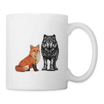 Renard, Renards, Loup, Loups, Animaux sauvages - Mug blanc - blanc - Droite