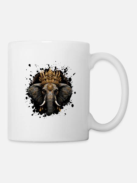 elefant krone tier - Tasse - Weiß