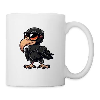 Rabe Vogel Comic Cool - Tasse - Weiß - Rechts