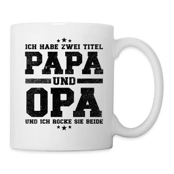 Papa und Opa Titel - Tasse - Weiß - Rechts